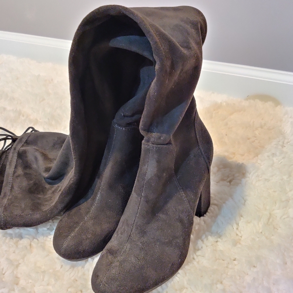 Christian Siriano Over the Knee Black Suede Boots